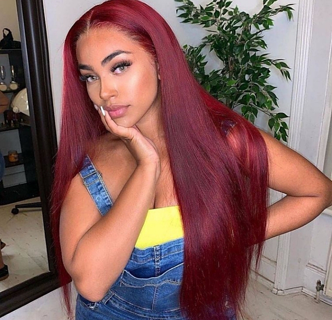 Burgundy straight hair Grade 10aGh¢600